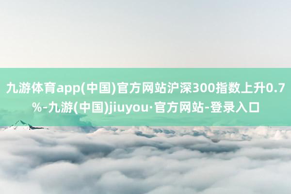 九游体育app(中国)官方网站沪深300指数上升0.7%-九游(中国)jiuyou·官方网站-登录入口